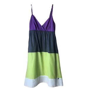 Hurley Dress Size Small Gray White Purple Green Pockets Adjustable Straps Cruise